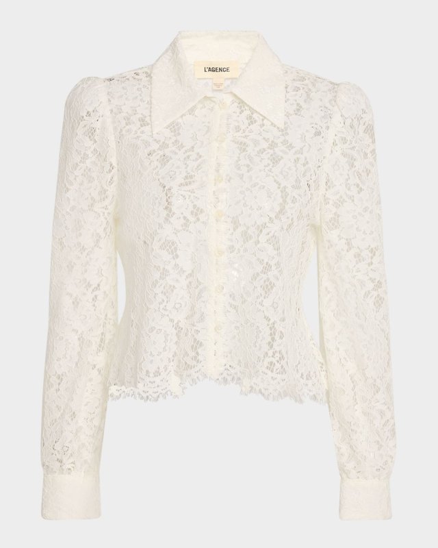 Anita Floral Lace Button-Front Blous